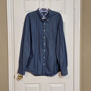 Tommy Hilfiger Men's Casual Button Down Shirt ~ XXL ~ Navy Blue ~ EUC ~